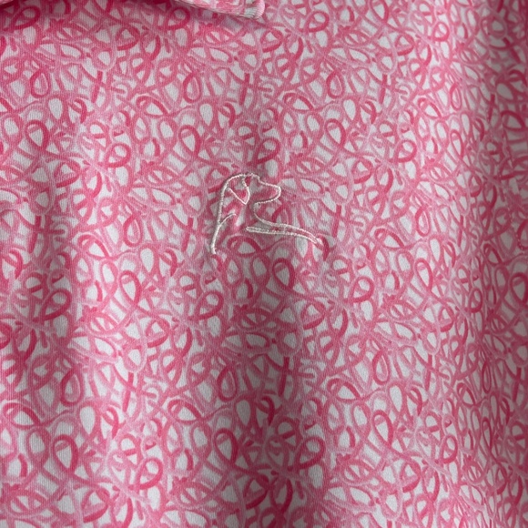 Rhoback women size L short sleeve polo shirt pink ribbon preppy golf tennis - Picture 6 of 12